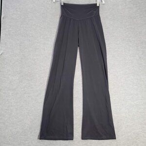Gymshark Women Activewear Pants Large Black Wide Leg‎ High Rise Logo 21" Inseam
